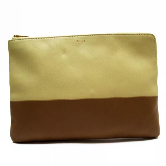 CELINE Clutch bag Cream x Brown leather - Picture 1 of 10